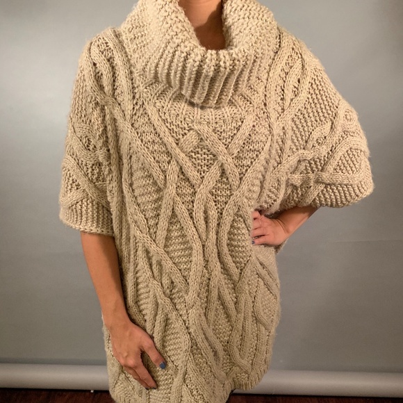 Zara Loose Cable Knit Poncho Style Sweater - Picture 1 of 3
